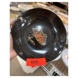 Couroc of Monterey Black Bowl with Butterfly Inlay