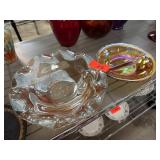 Two Decorative Glass Bowls With Unique Designs