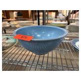 Blue Stoneware Bowl Stamped USA #118