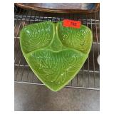 Green Ceramic Triangular Divided Dish by Calif USA