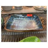 Glazed Ceramic Rectangular Baking Dish with Handle