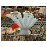 White Ceramic Fan Vase from Portugal
