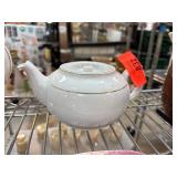 White Porcelain Teapot With Gold Accent