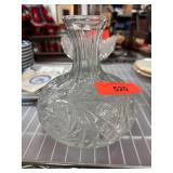 Clear Cut Glass Carafe with Decorative Pattern