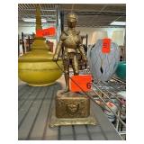 Gold-Tone Cast Metal Knight Figurine with Base