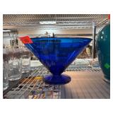 Cobalt Blue Glass Pedestal Bowl