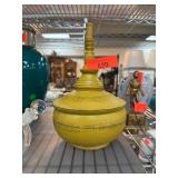Yellow Lidded Decorative Wooden Vessel
