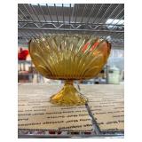 Amber Glass Pedestal Bowl by Brockaway