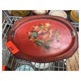 Painted Metal Tray with Floral Design, Made in Rus
