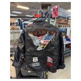 Diamond Plate Buffalo Leather Jacket With Patches