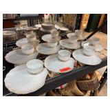 Porcelain Snack Plate and Cup Set with Gold Trim
