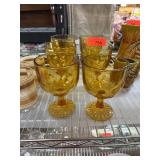 Amber-Colored Glass Goblets and Tumblers