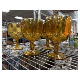 Four Amber-Colored Glass Goblets