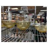 Three-Piece Amber Glass Bowl Set with Ribbed Desig