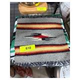 Two Woven Textile Throw Blankets with Stripe Desig