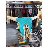 Decorative Longhorn Skull With Turquoise Accent