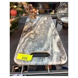 Gray Marble-Style Cutting Board with Handle