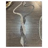 Silver-Tone Twisted Rhinestone Necklace