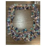 Multicolored Glass Bead Necklace with Gold-Tone Ch