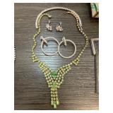 Jewelry Set with Green and Clear Stones