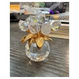 Crystal and Gold-Tone Flower Ornament With Faceted