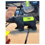 Cast Iron Bear Figurine with Black Finish