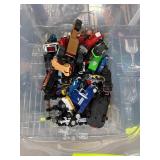 Diecast Toy Vehicles in Plastic Bin