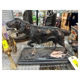 Plaster Dog Sculpture on Rectangular Base