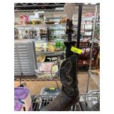 Western Cowboy Boot Lamp with Black and Gold Desig