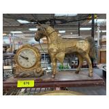 Spelter Horse Mantel Clock by United