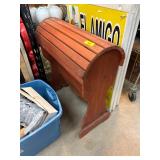 Wooden Saddle Seat Bench With Slatted Design