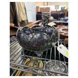 Silver-Toned Decorative Bowl With Squirrel Adornme