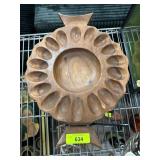 Wooden Egg Tray with Central Serving Bowl
