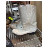 Justin White Leather Western Boots, Size 6B