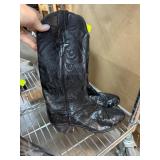 Black Leather Cowboy Boots with Embroidered Detail