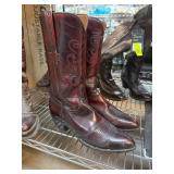Womenï¿½s Dark Red Leather Cowboy Boots, Size 9D