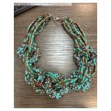 Multistrand Turquoise and Brown Beaded Necklace