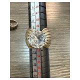 Sterling Silver Ring w Large Simulated Diamond Cen