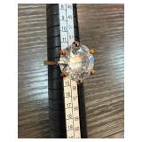 Sterling Silver Ring w Large Clear Stone Accent
