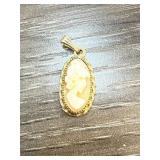 Gold-Fill Cameo Pendant With Oval Frame