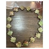 Green Stone and Metal Bead Costume Necklace