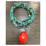 Sterling Silver and Turquoise Beaded Necklace