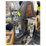 Black Cowboy Boot-Themed Table Lamp with Shade