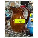 Amber Glass Pitcher With Handle