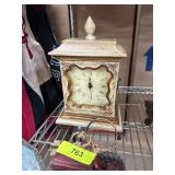 Decorative Clock, Miniature Tractor, and Floral Fr