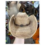 Straw Cowboy Hat With Leather Hatband