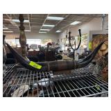 Decorative Dual Horn Display With Wooden Mount