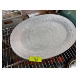 Oval Ceramic Turkey Embossed Serving Platter