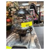 Vintage Pyrex Glass Coffee Pot with Iron Stand