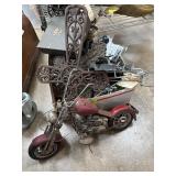 Decorative Items and Vintage Red Motorcycle Model